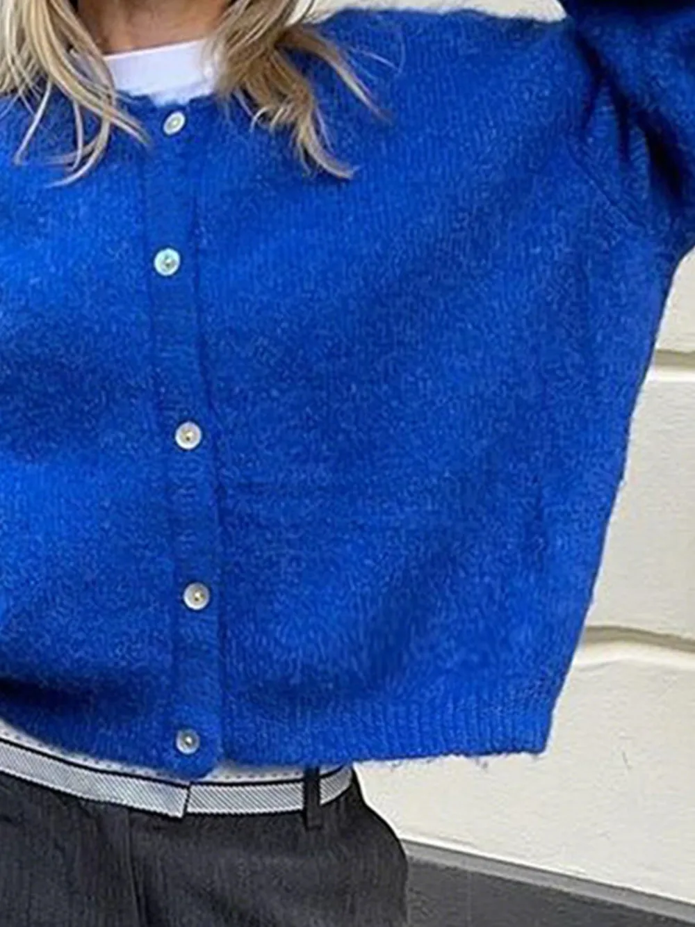 Button-Up Cropped Sweater Cardigan, image 4