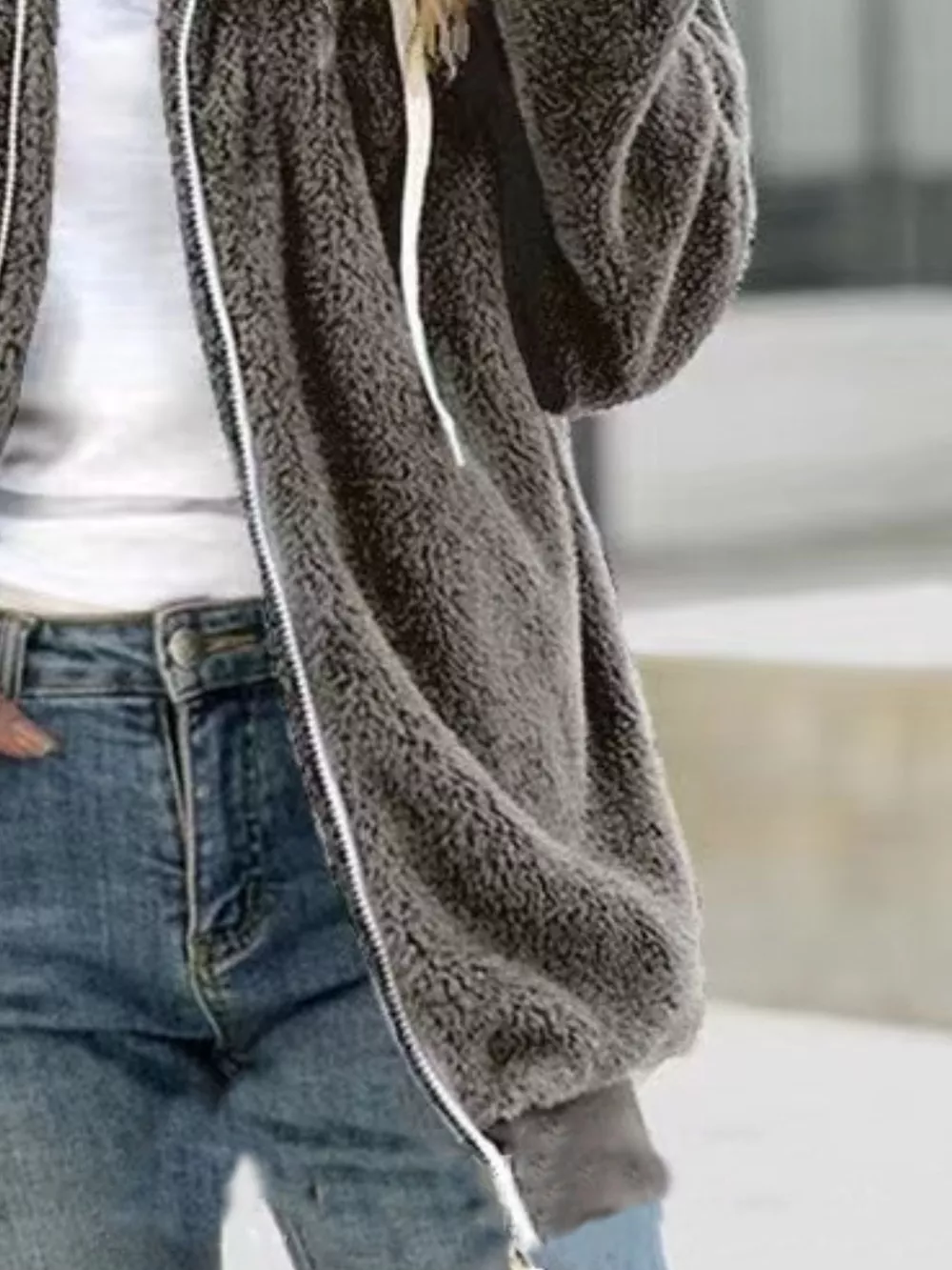Full Size Cozy Fleece Zip-Up Hooded Jacket Plus Size, image 10