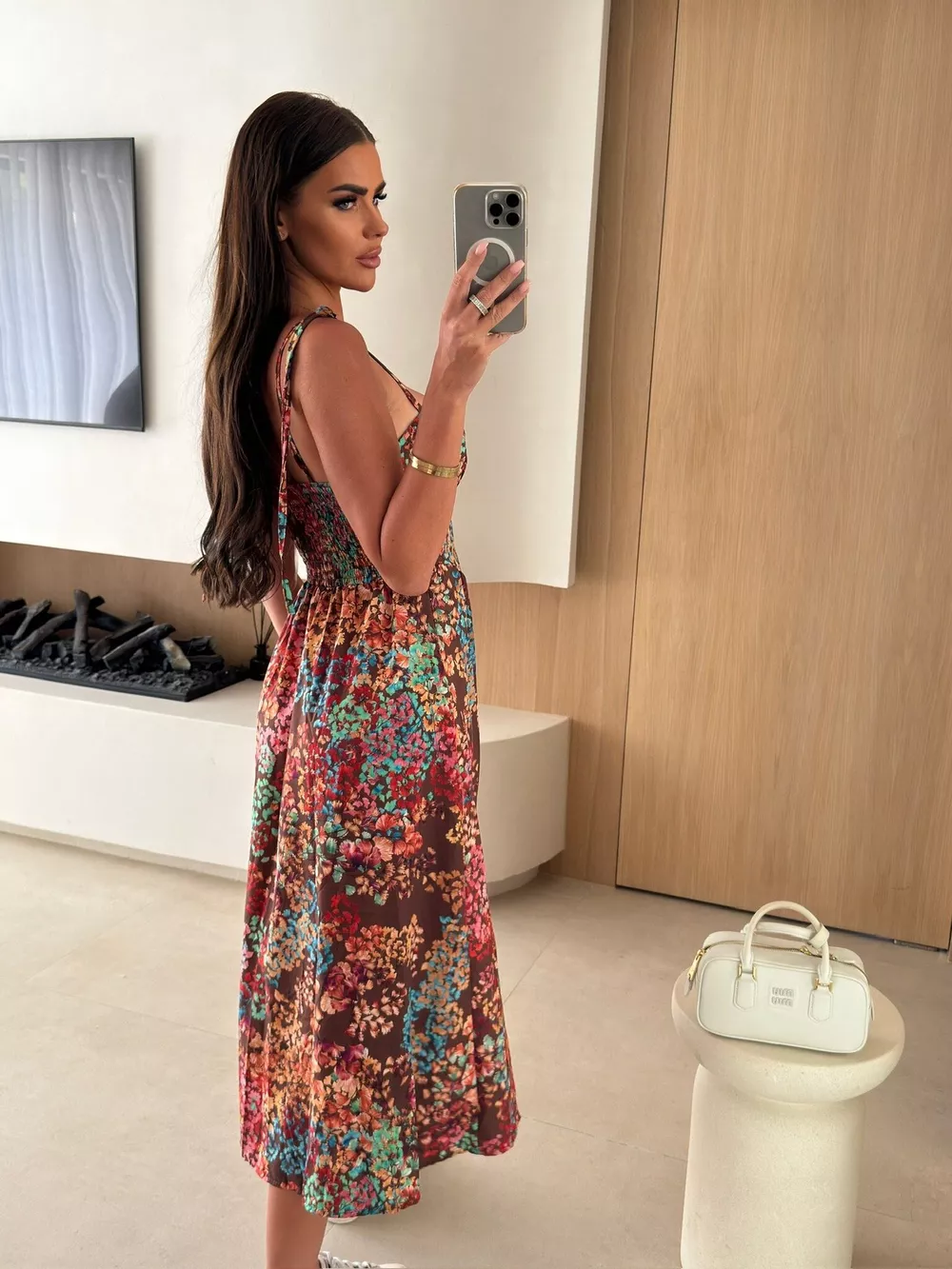 Printed Tie-Strap Midi Dress, image 21
