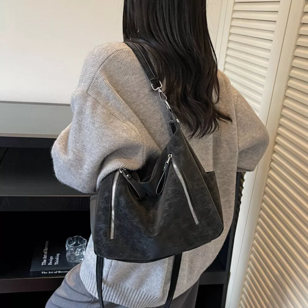 Multi-Zipper Casual Shoulder Bag, image 2