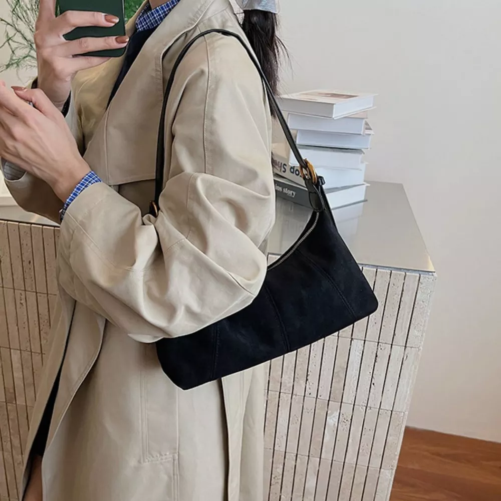 Lightweight Solid Color Shoulder Bag, image 10