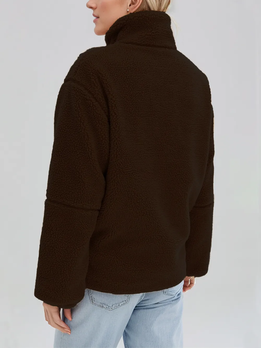 Turtleneck Zip Up Long Sleeve Plush Jacket, image 28