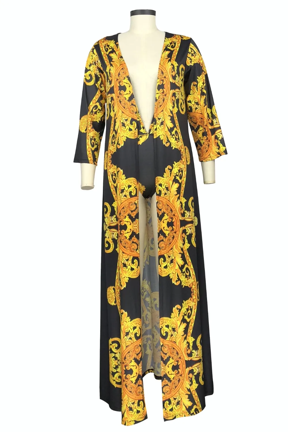 Printed Plunge One-Piece and Cover Up Swim Set, image 6