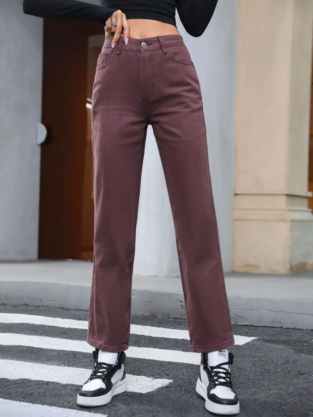 Straight Leg Jeans with Pockets, image 4