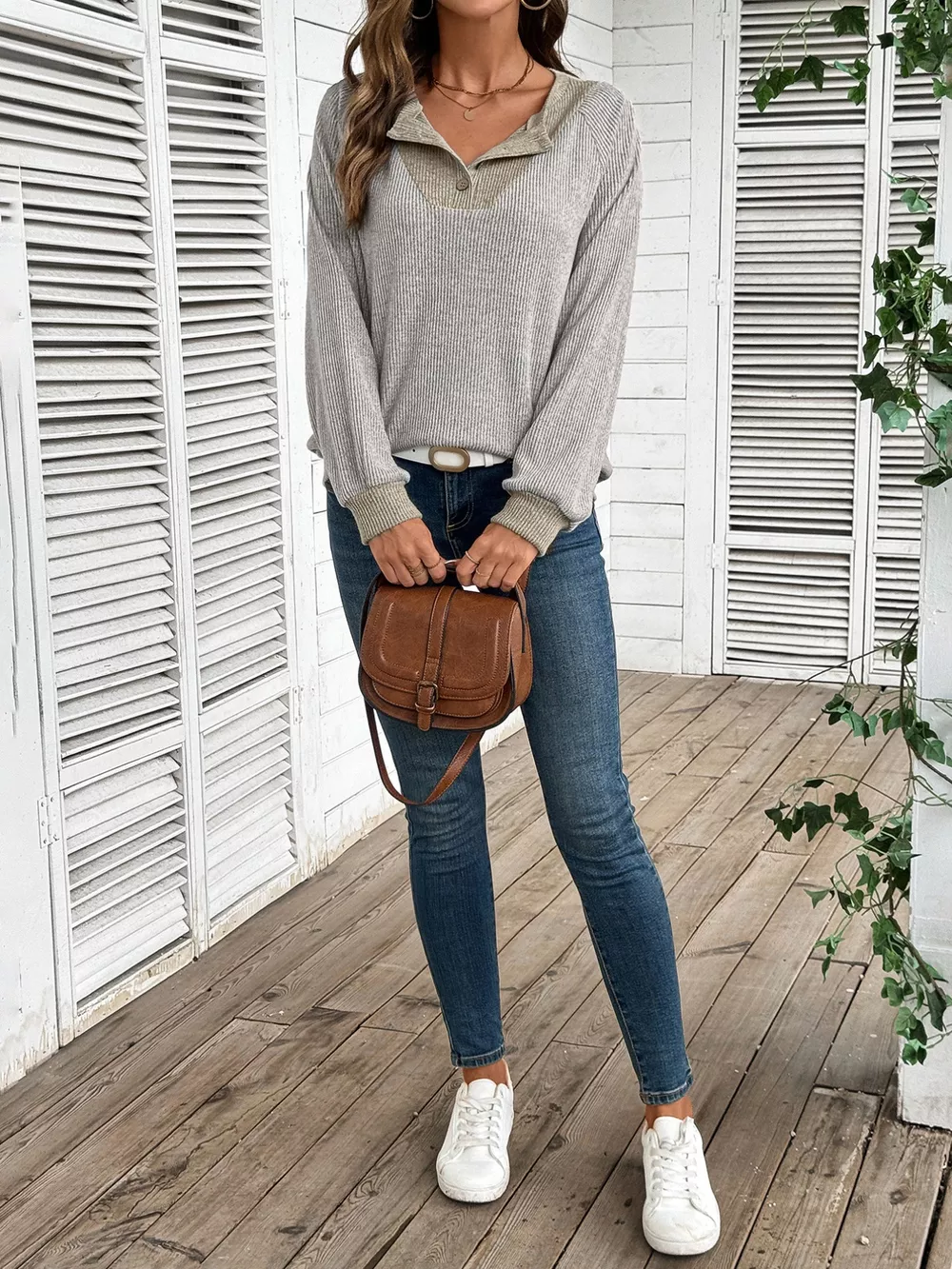 Ribbed Knit Two-Tone Top, image 25