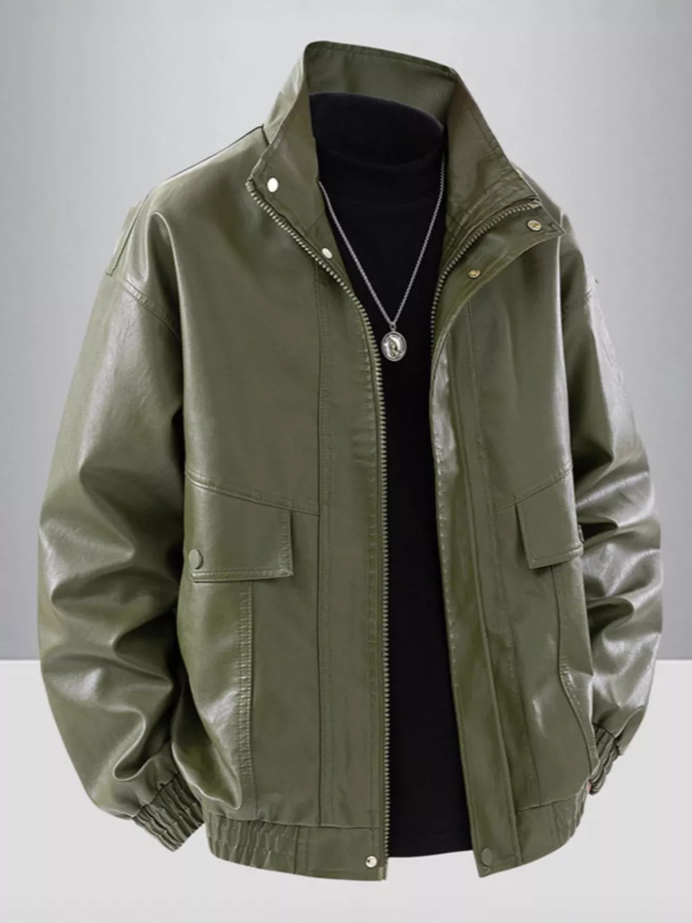 Men's Plus Size Casual Zip Up Jacket, image 4