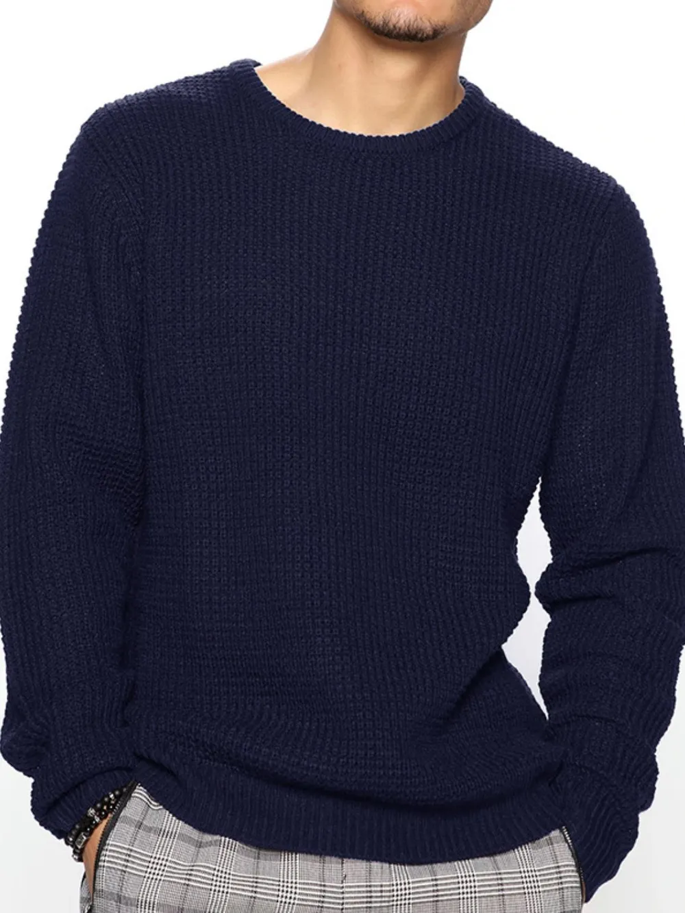 Men's Full Size Round Neck Long Sleeve Sweater Plus Size, image 6