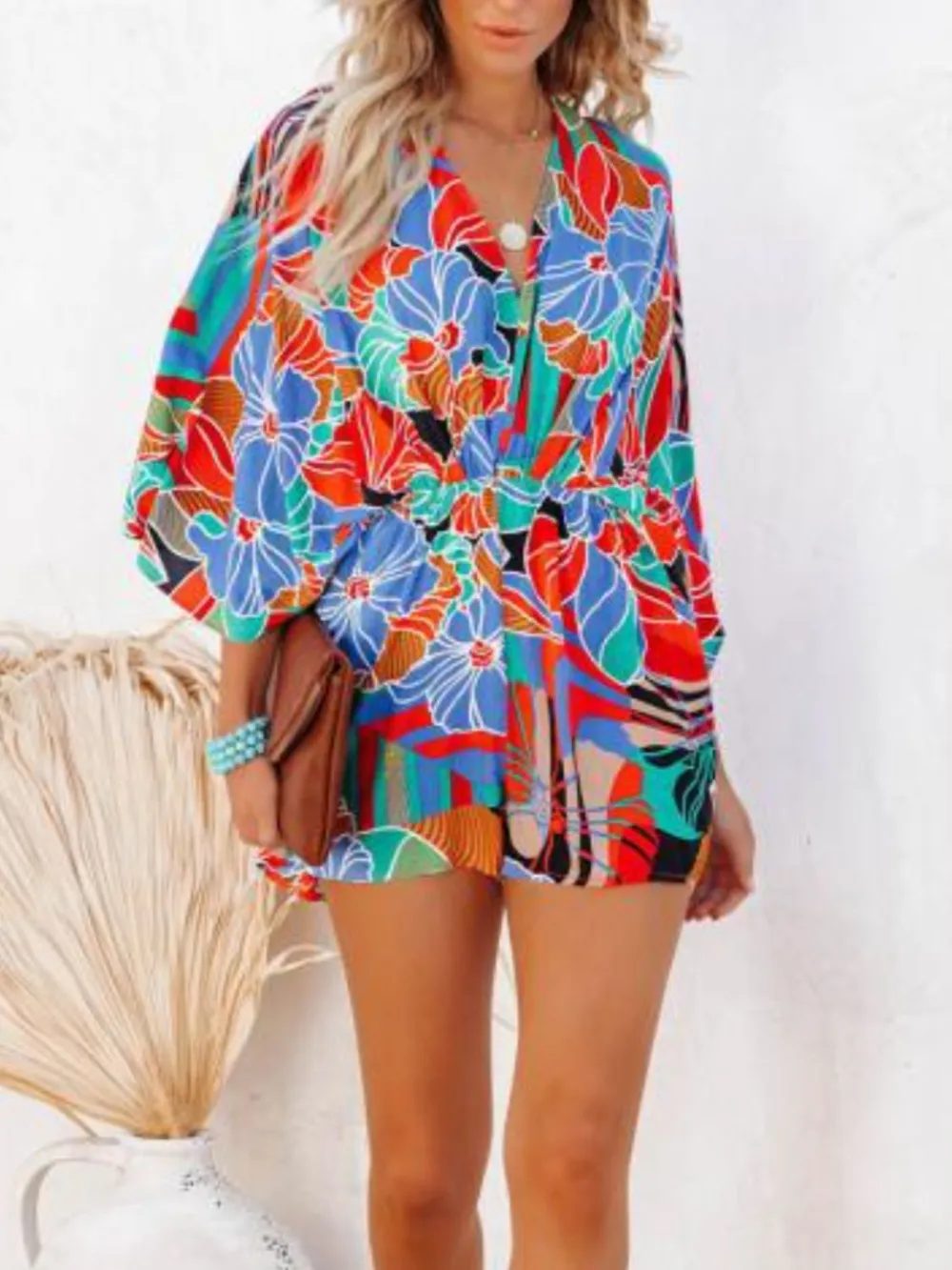 Oversized Tied Back Printed Romper, image 6