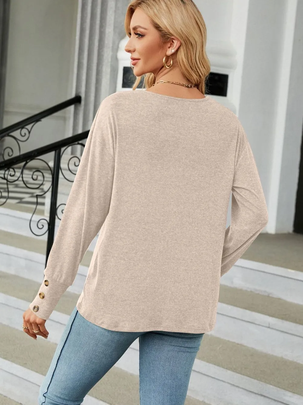 V-Neck Long Sleeve T-Shirt, image 9
