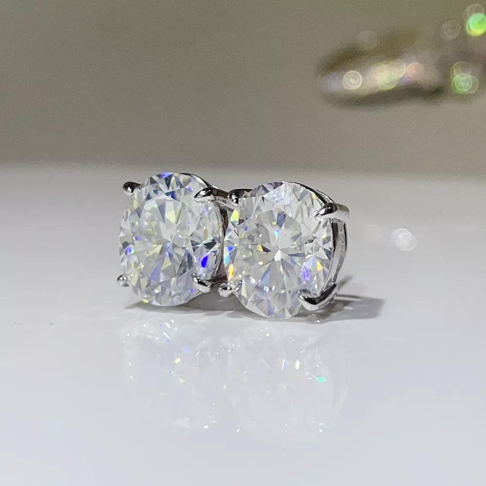 10 Carat 925 Sterling Silver Moissanite Earrings, image 4