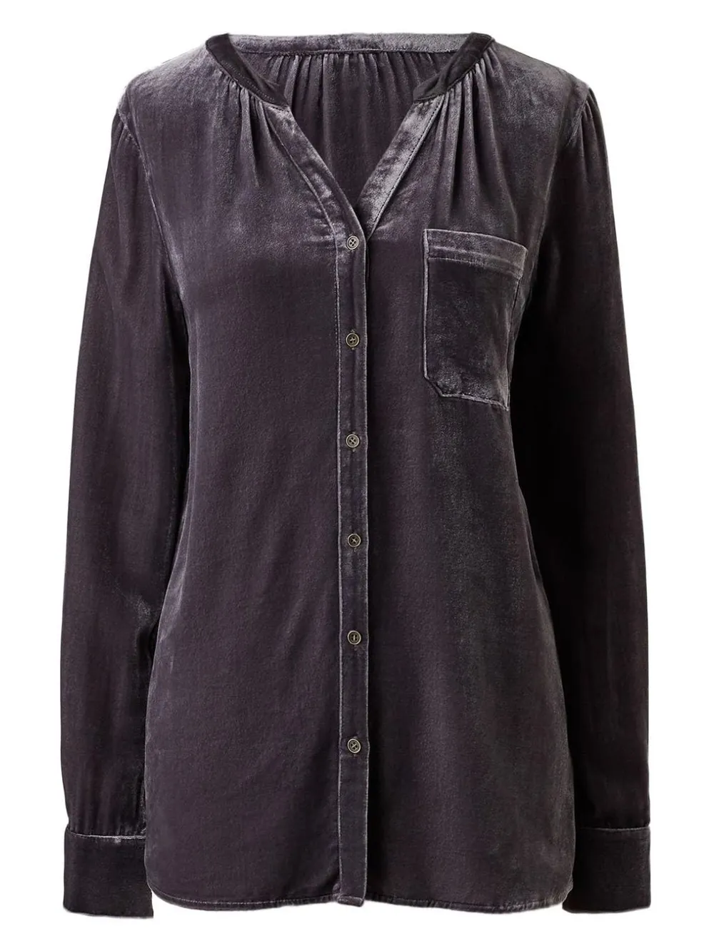 Notched Button Down Long Sleeve Shirt, image 4