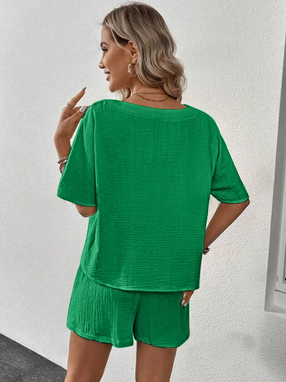 V-Neck Half Sleeve Top and Shorts Set, image 9
