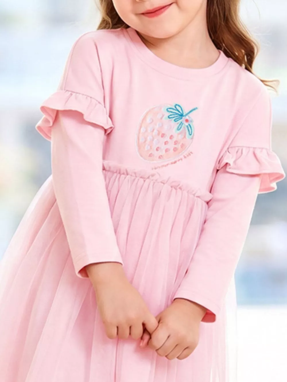 Children's Strawberry Graphic Tulle Dress, image 3