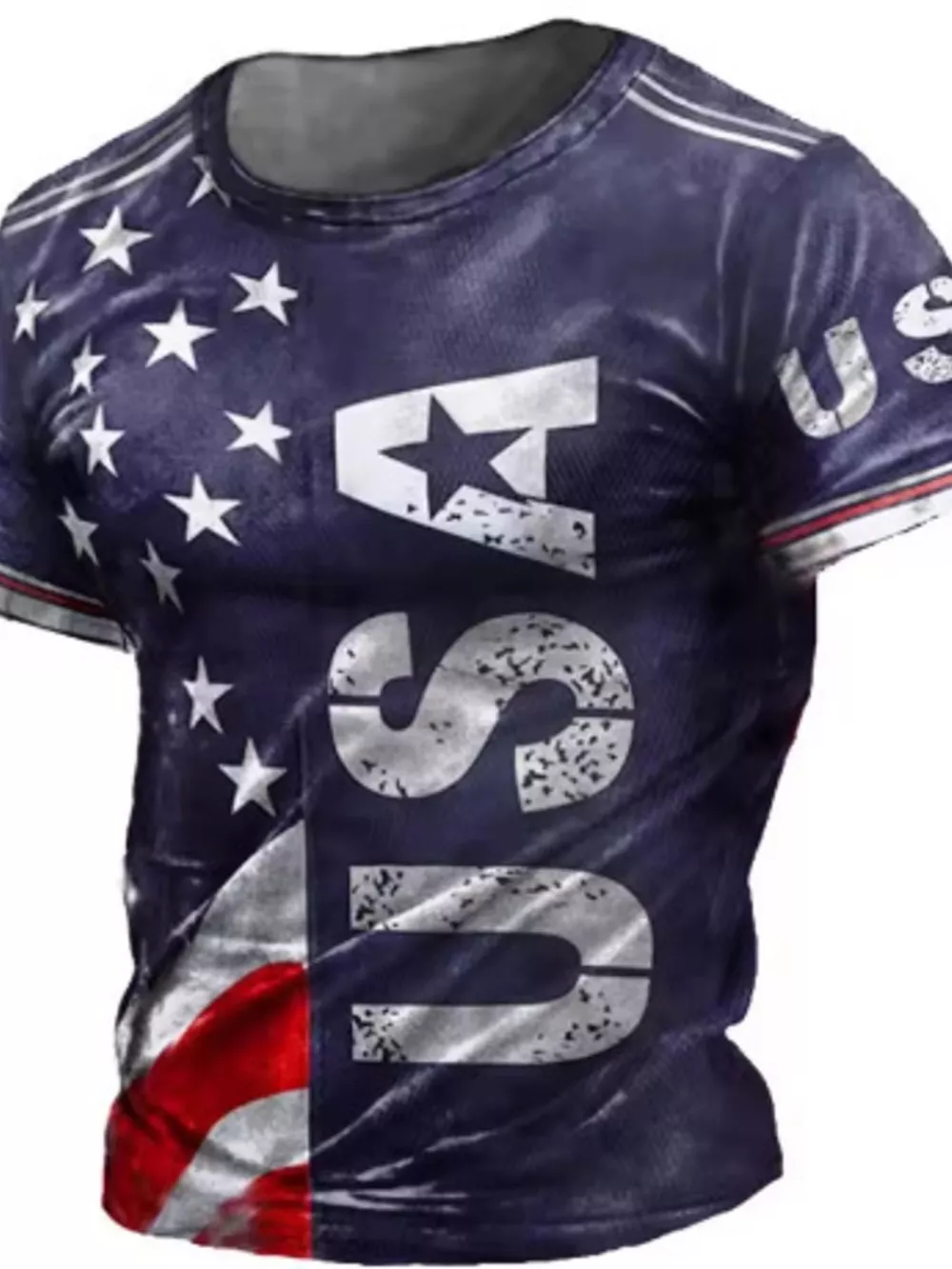 Men's Full Size USA Flag Print T-Shirt Plus Size, image 6