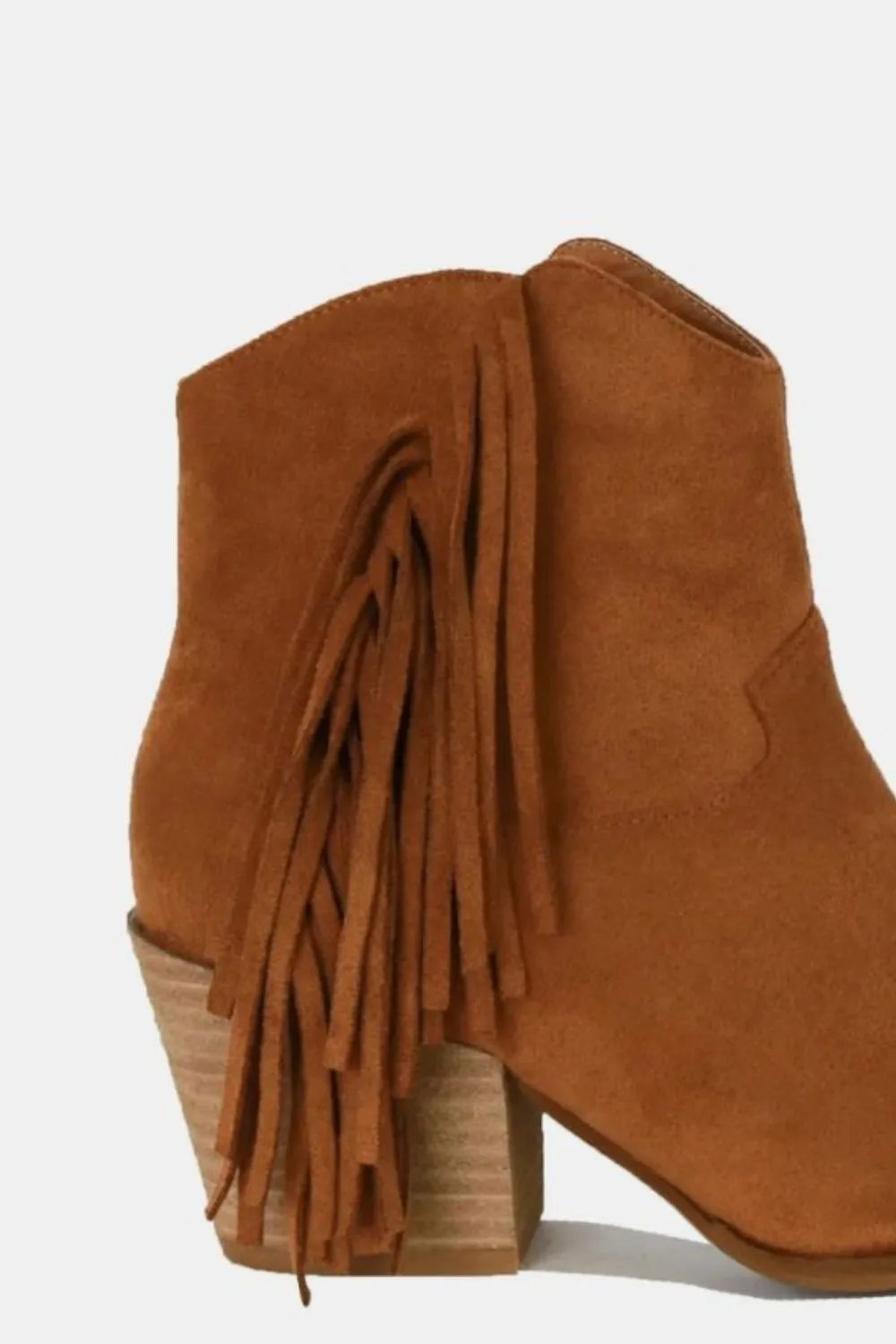 Suede Fringe Point Toe Ankle Boots, image 2