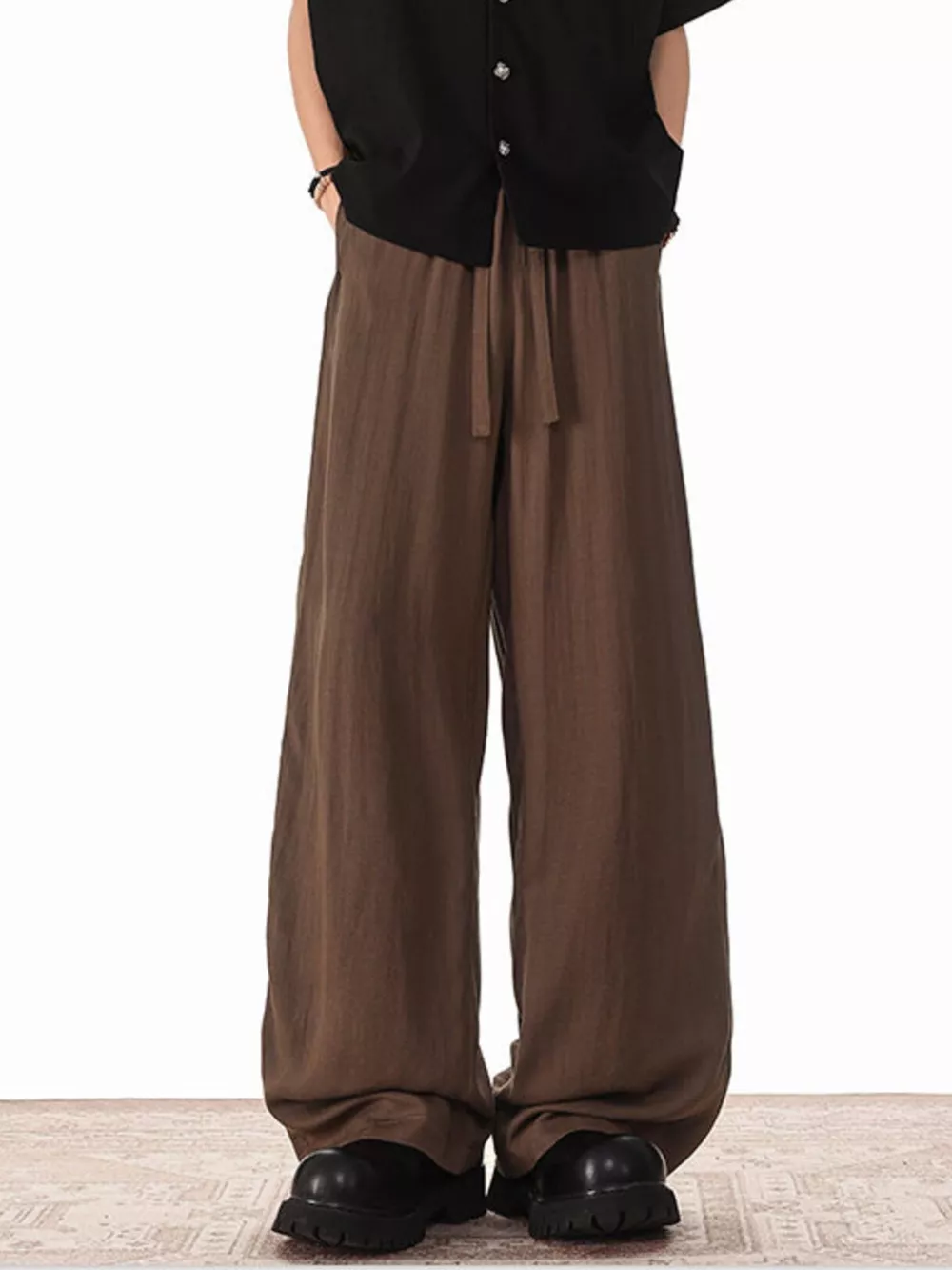 Men's Plus Size Wide Leg Drawstring Pants, image 2