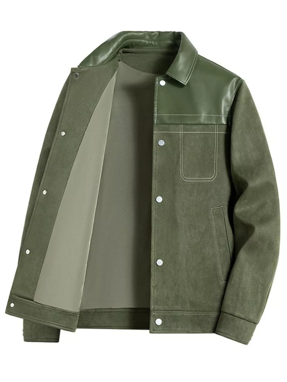 Men's Plus Size Snap Down Long Sleeve Shacket, image 5