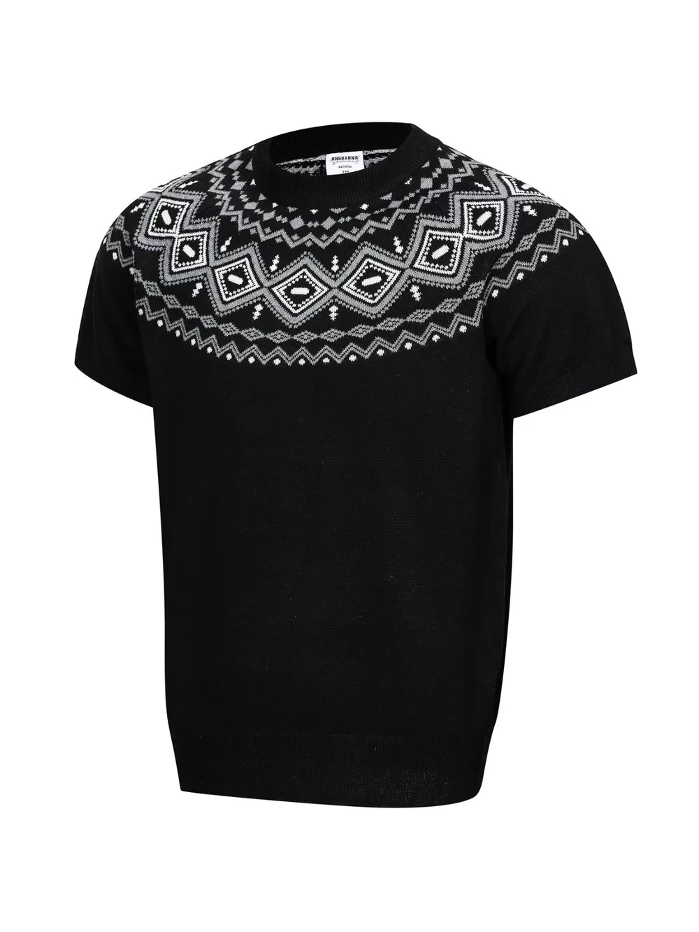 Men's Short Sleeve Fair Isle Pattern Knit Top, image 2