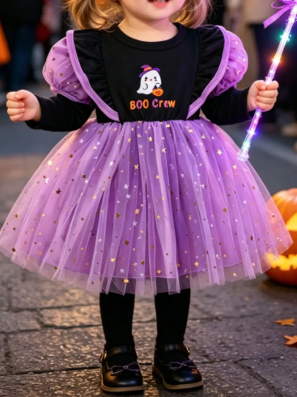 Children's Halloween 'BOO Crew' Ghost Graphic Tulle Tutu Dress