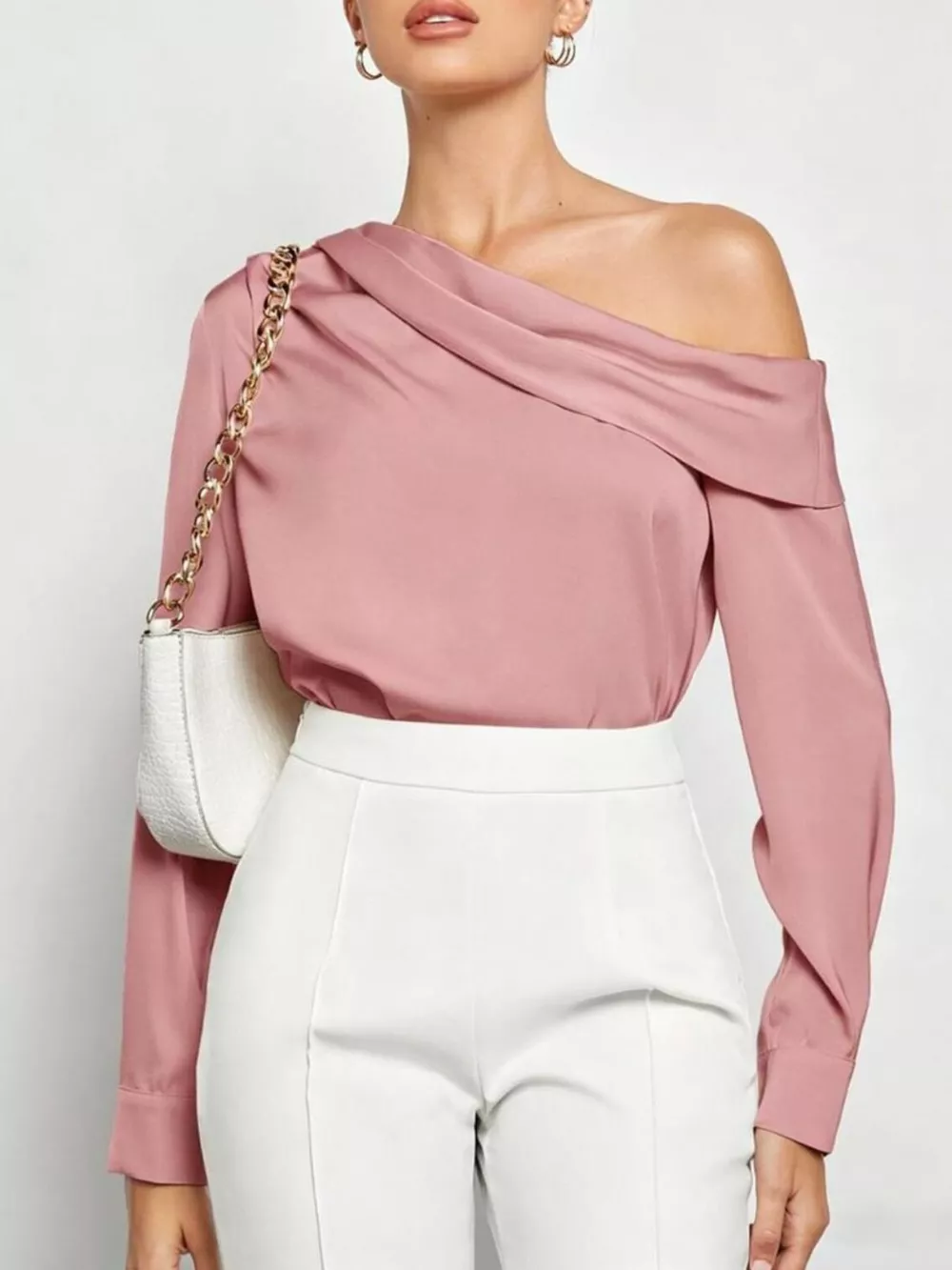 One-Shoulder Satin Blouse, image 5