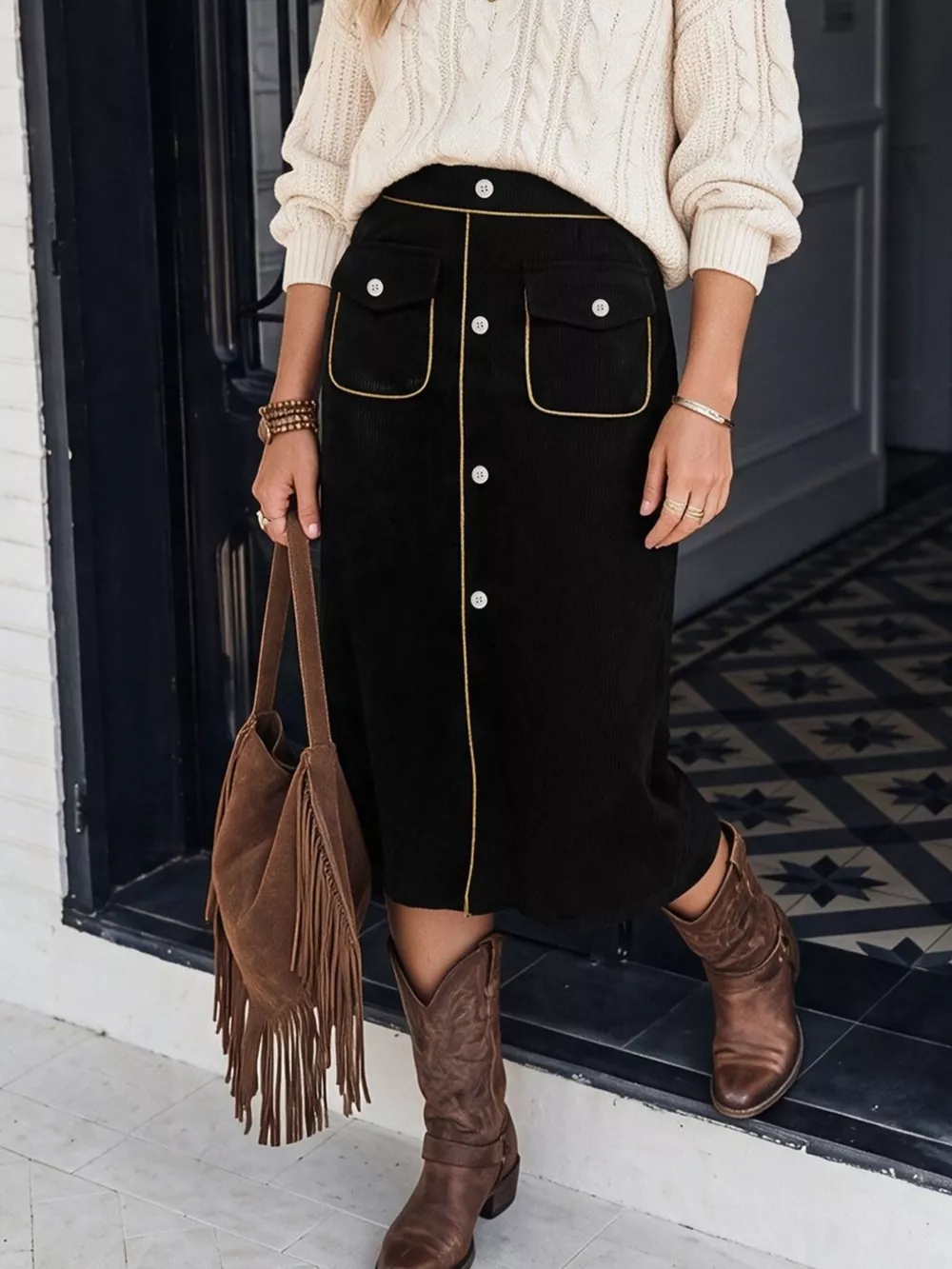 Corduroy Midi Skirt, image 5