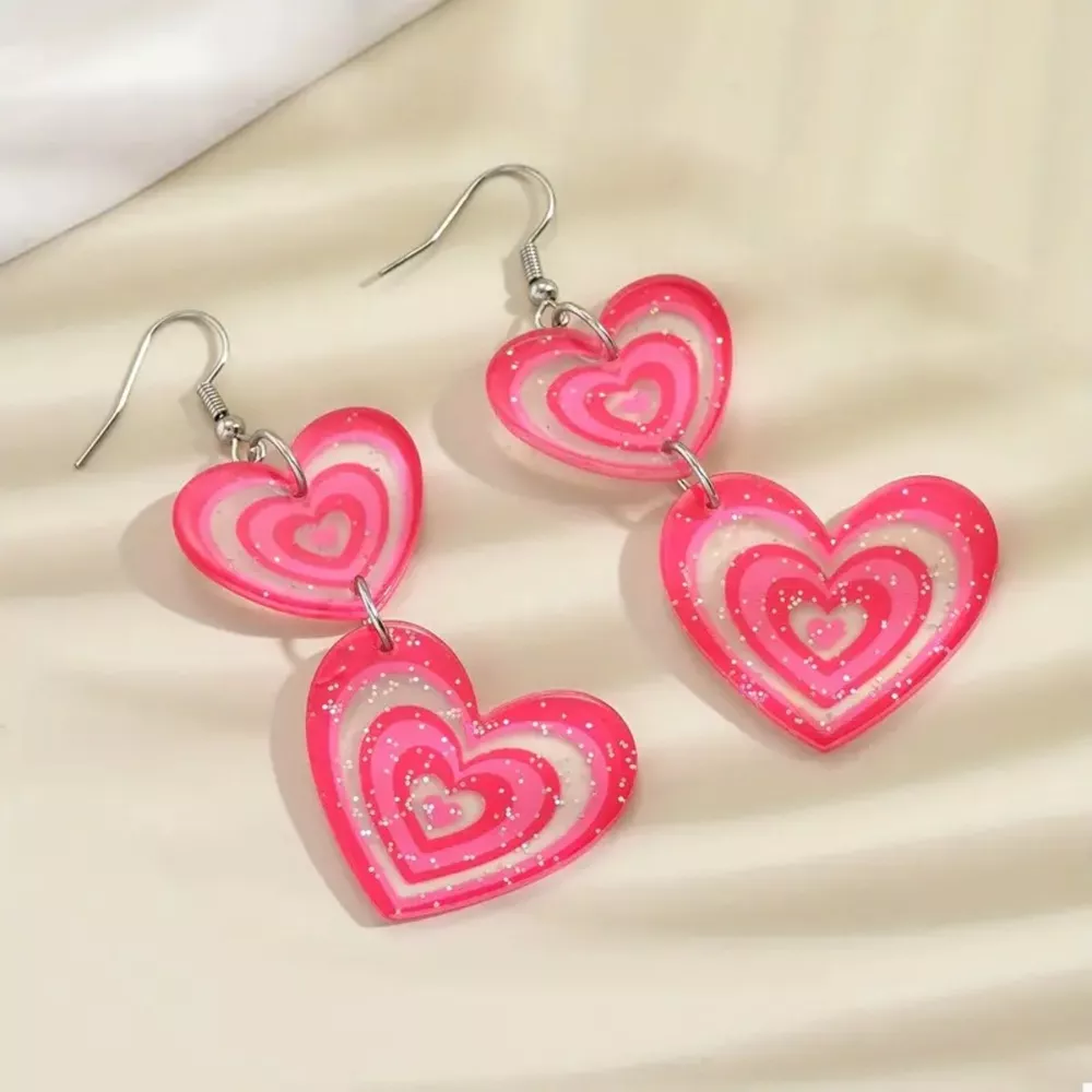 Heart Dangle Earrings, image 2