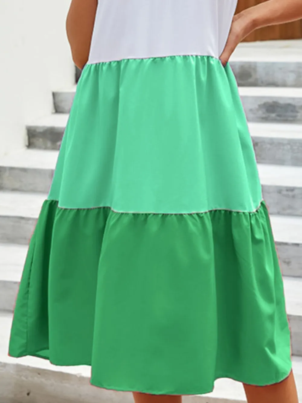 Full Size Color Block Tiered Ruffle Summer Dress Plus Size, image 10