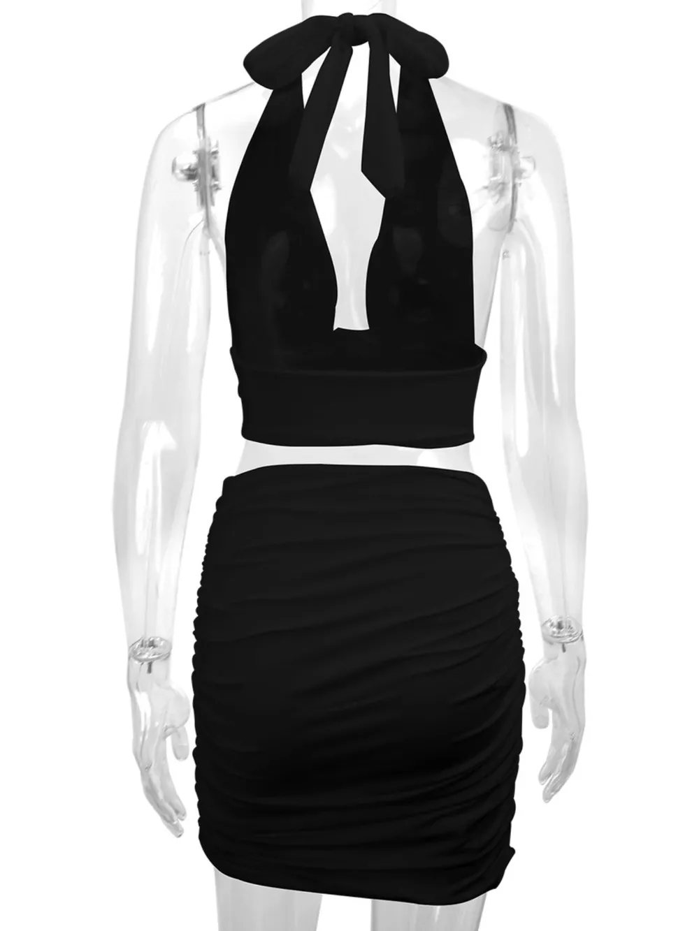 Halter Crop Top and Ruched Bodycon Mini Skirt Set, image 11