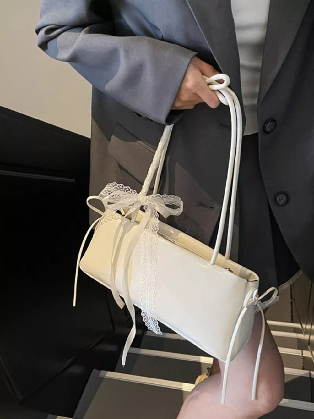 Lace Decor Shoulder Bag, image 9
