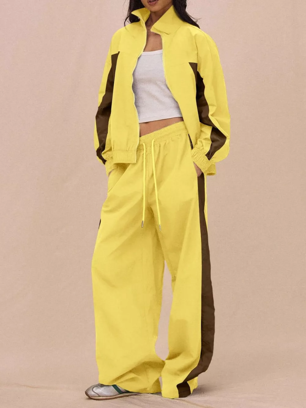 Color-Block Tracksuit and Wide-Leg Pants Set, image 12