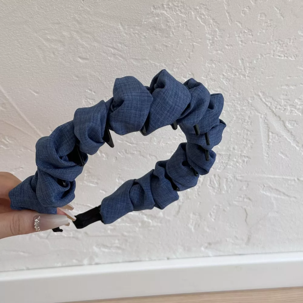 Denim Ruched Hair Headband, image 2