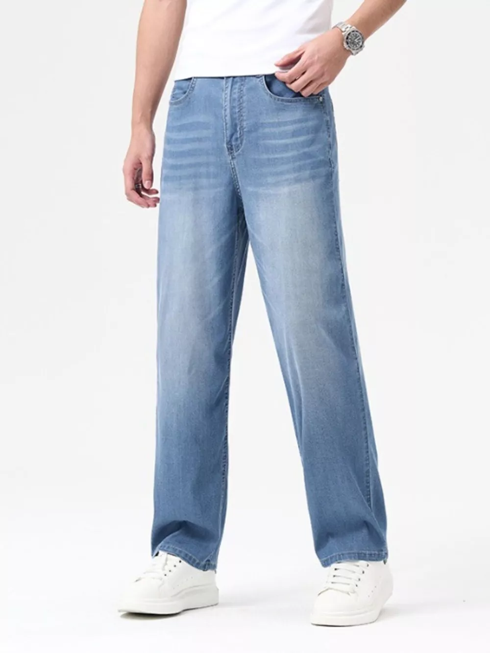 Men's Wash Wide Leg Jeans, image 6