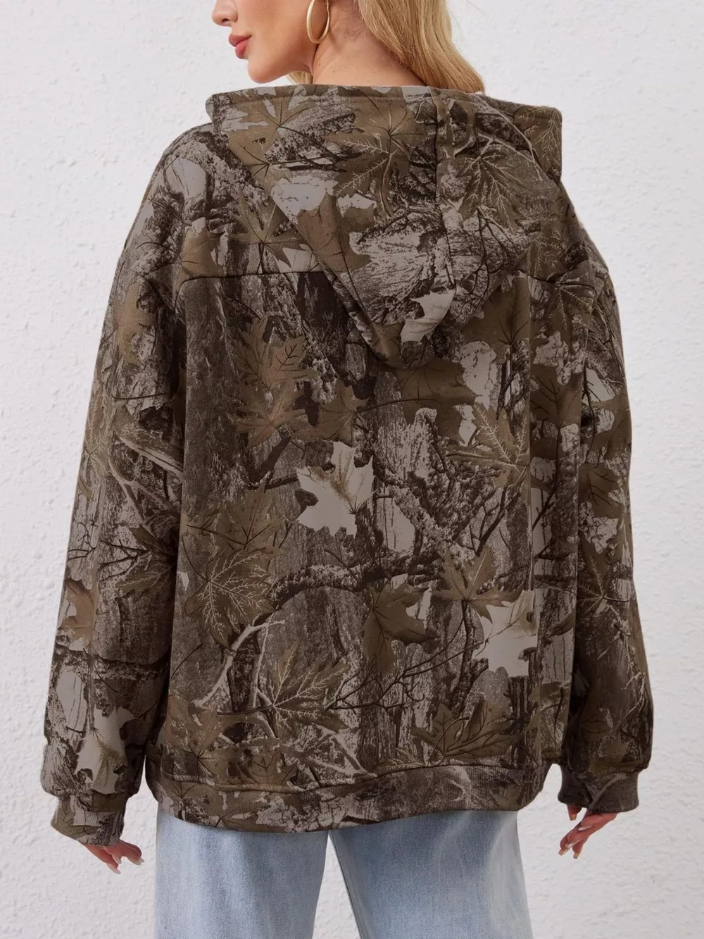 Printed Kangaroo Pocket Oversized Hoodie, image 5