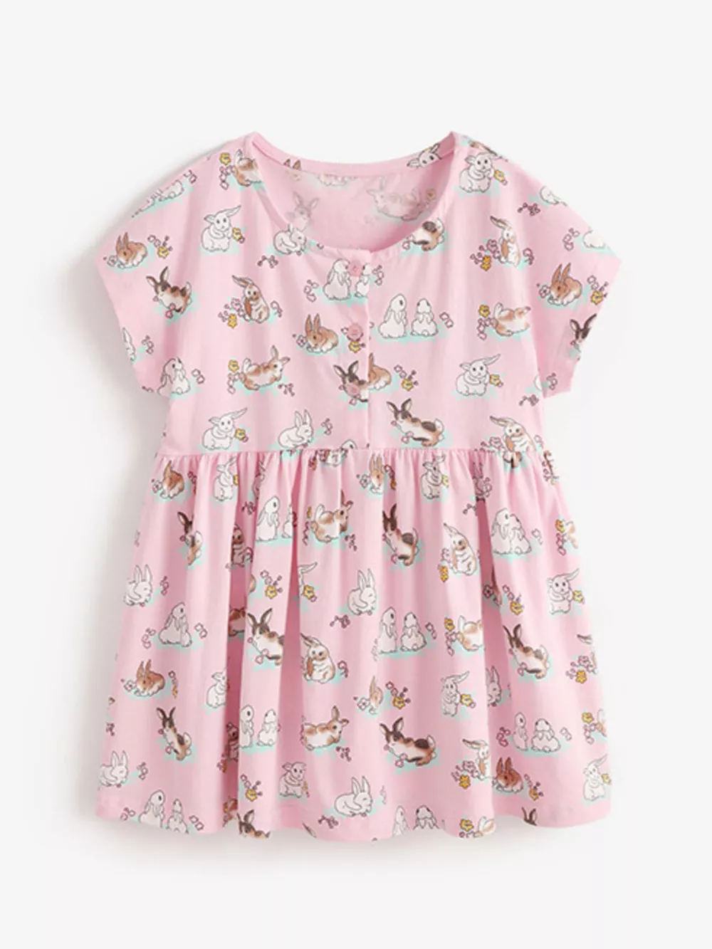 Children's Bunny Print Round Neck Casual Dress, image 2