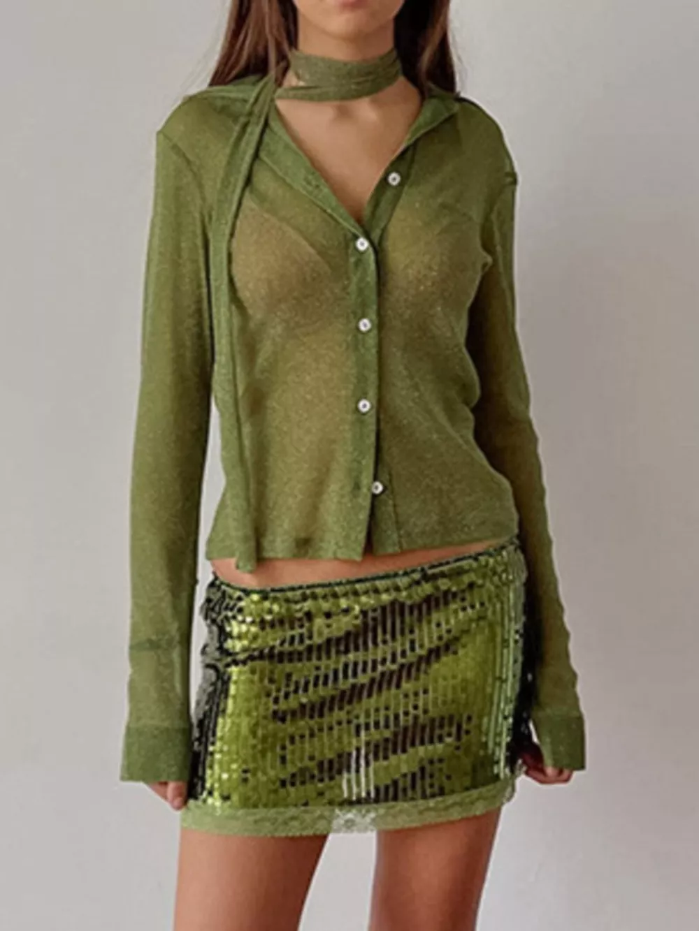 Button Up Shirt with Scarf, image 4