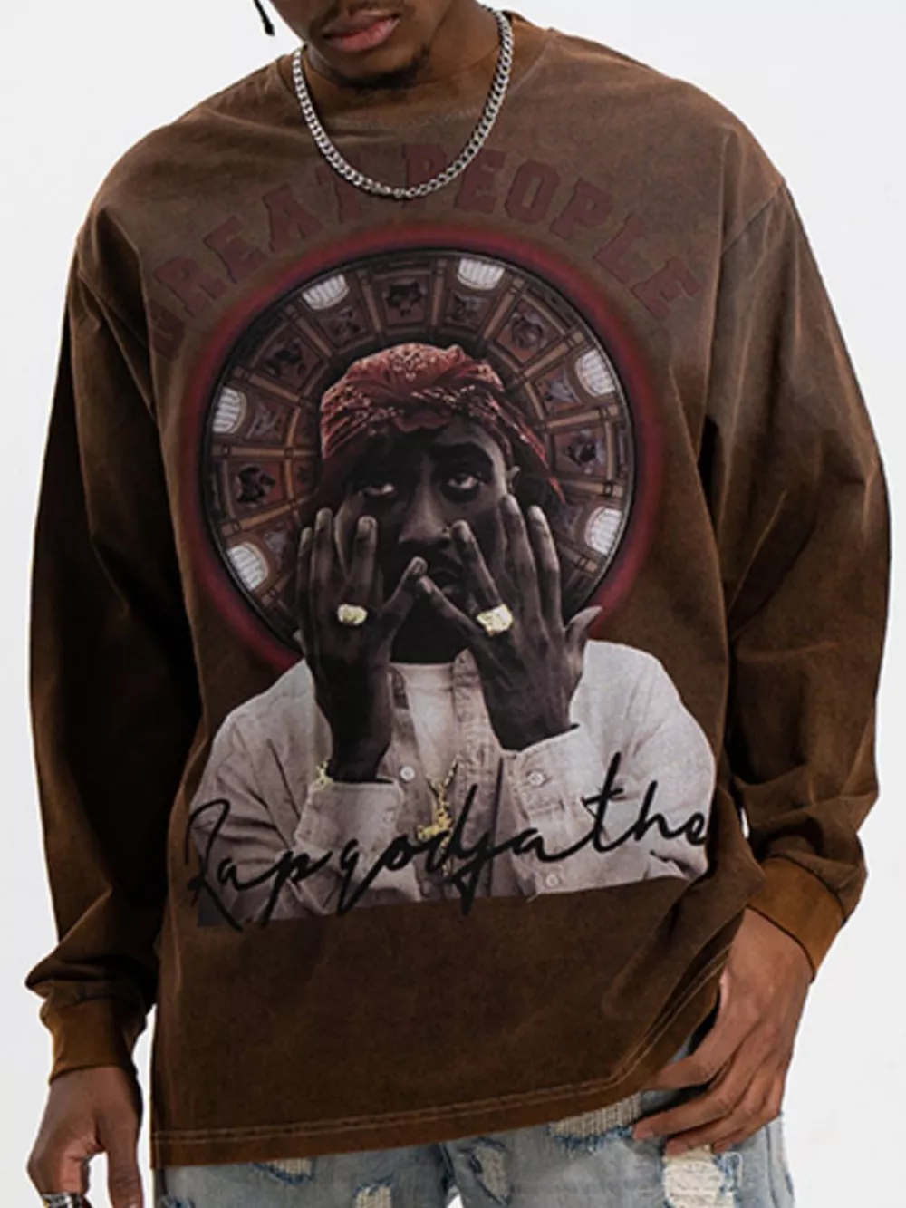 Men's Graphic Round Neck Long Sleeve T-Shirt