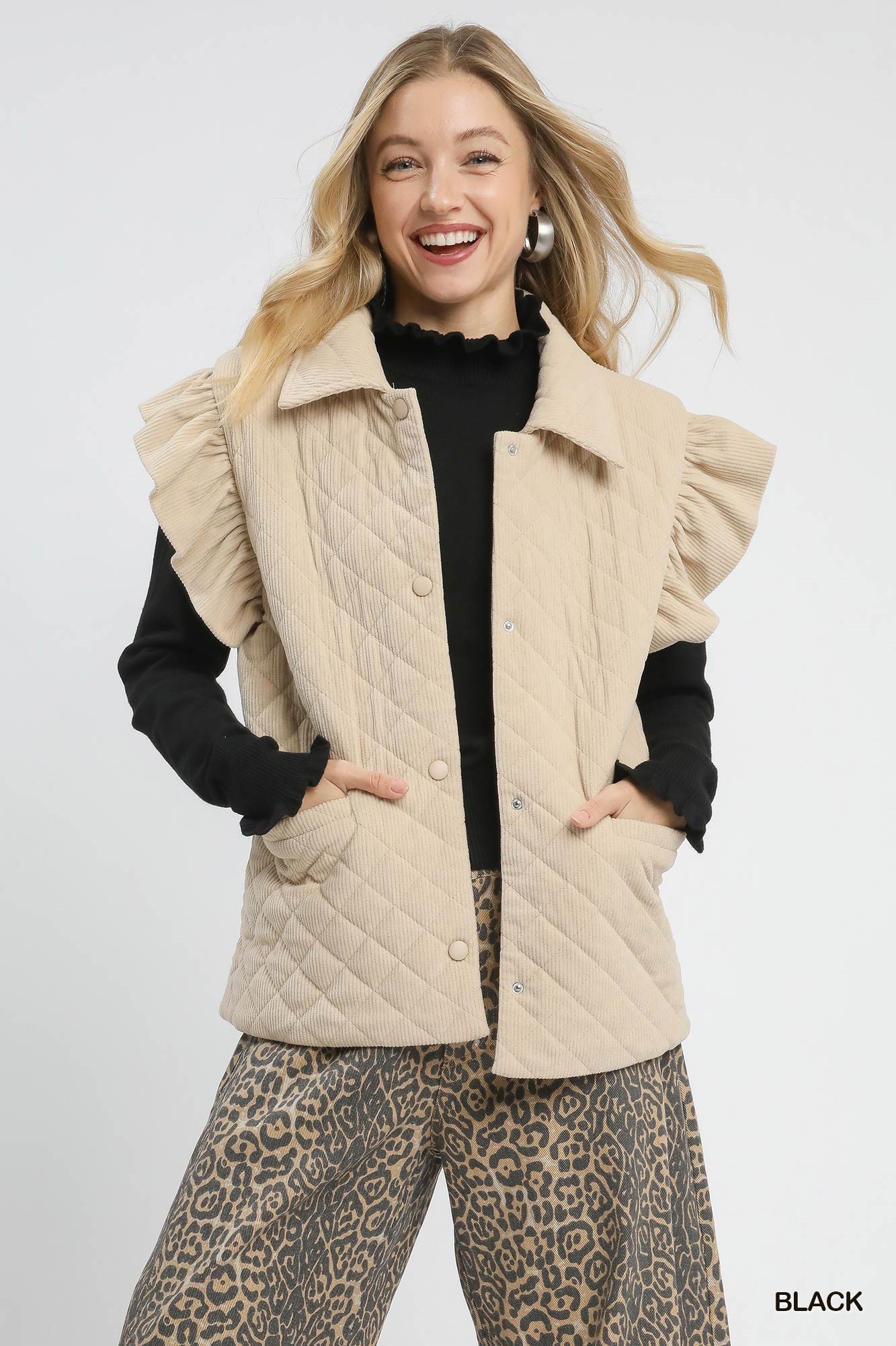 Ruffle Mock Neck Puff Sleeve Sweater, image 6
