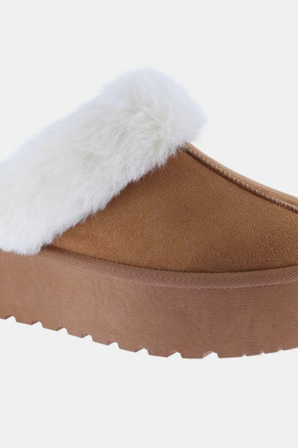 Thick Bottom Fur Trim Snow Slippers, image 3