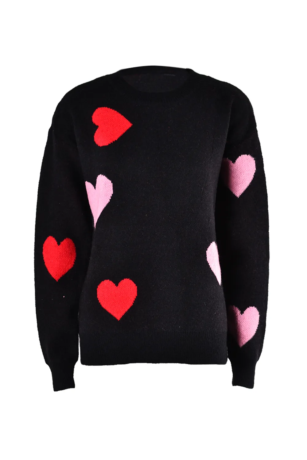 Heart Round Neck Droppped Shoulder Sweater, image 20