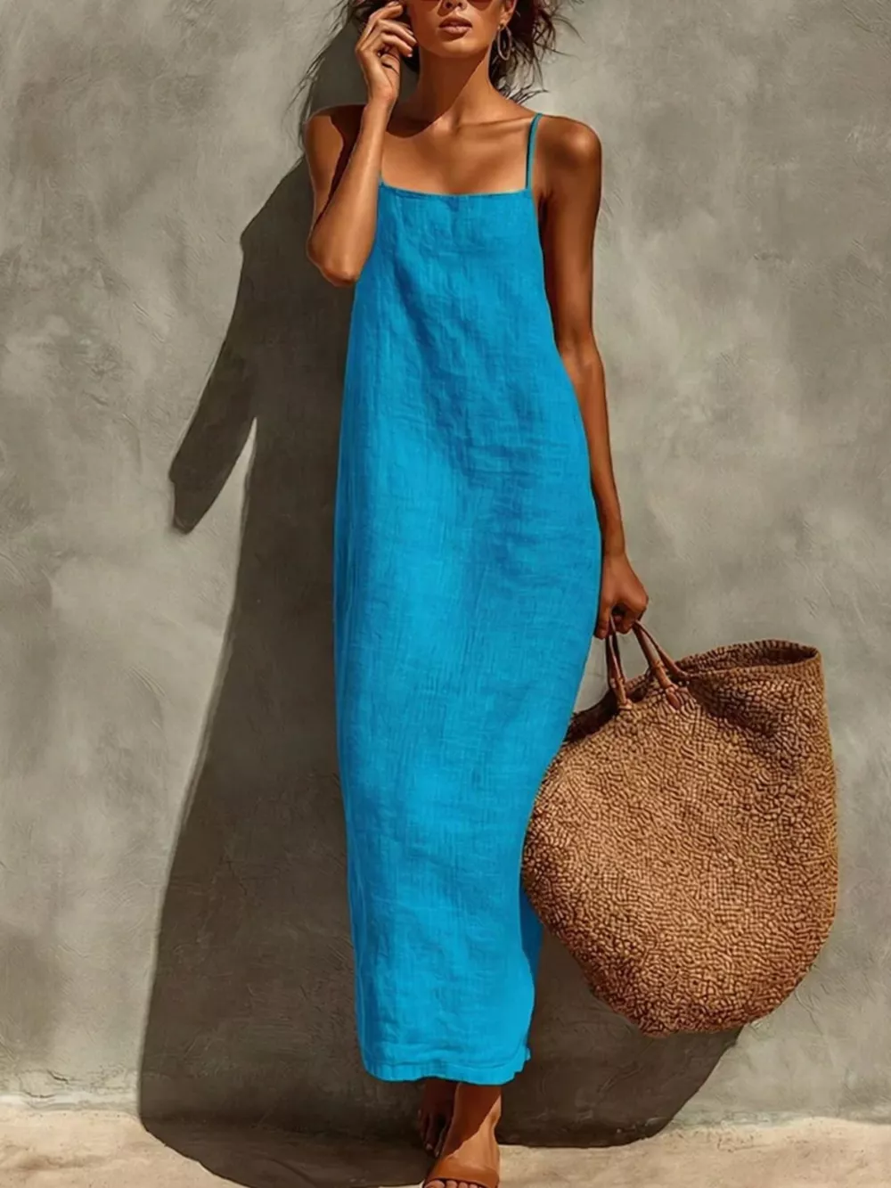 Sleeveless Linen Casual Maxi Dress, image 5