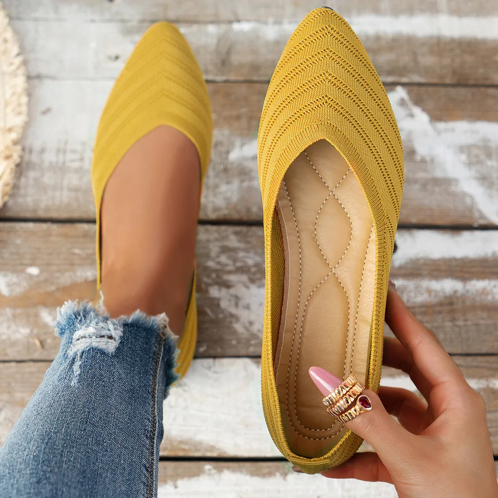 Mesh Point Toe Solid Color Slip-Ons, image 7