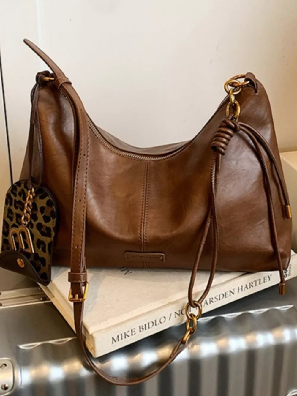 Leather Adjustable Strap Shoulder Bag, image 6