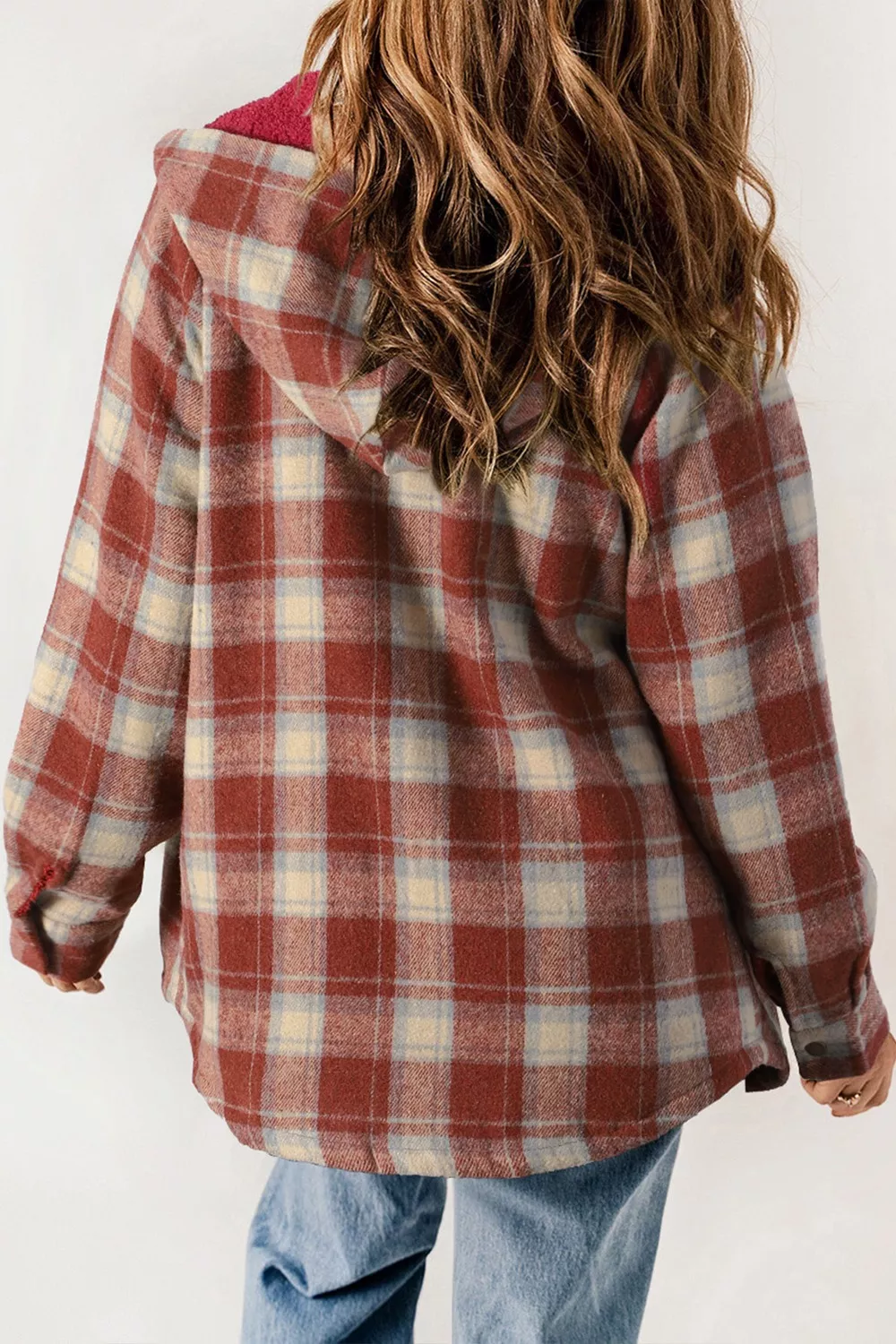 Fleece Lined Plaid Hooded Jacket, image 7