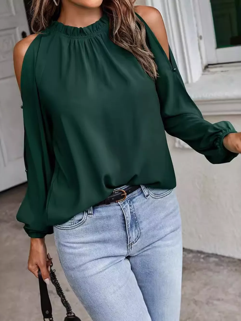 Cold Shoulder Frill Neck Blouse, image 6