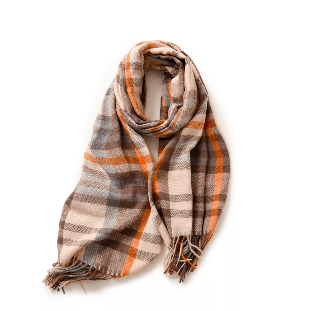 Warm Plaid Fringe Scarf, image 6