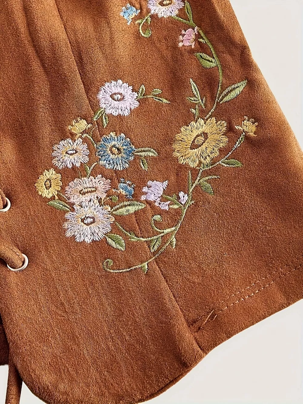 Floral Embroidered Lace-Up Vest Coat, image 5