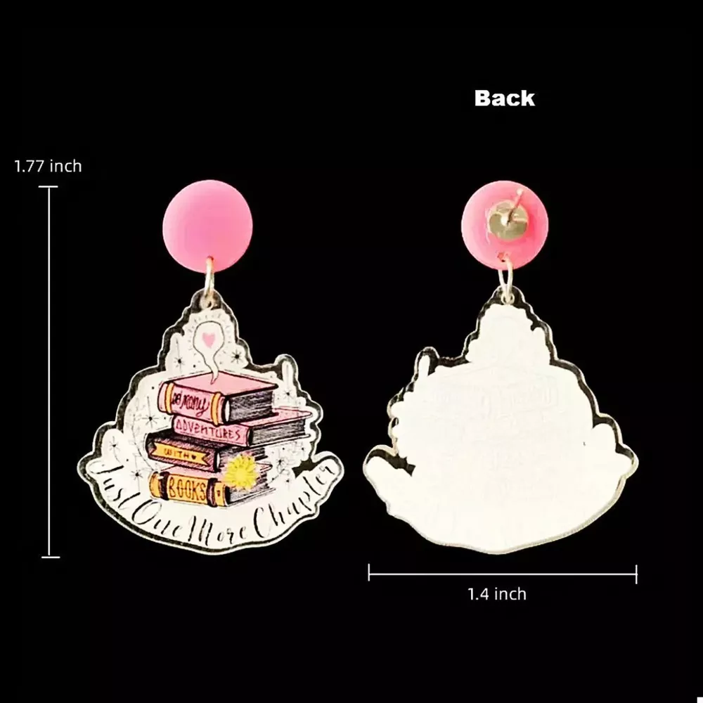 Book Stack Acrylic Drop Earrings, image 4