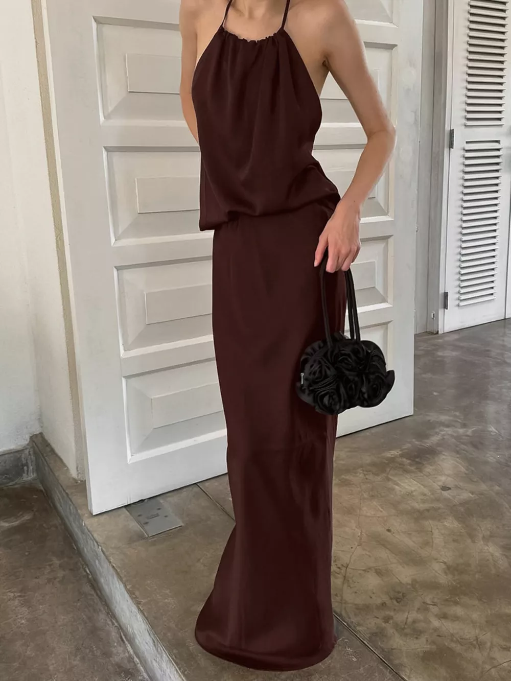 Backless Halter Neck Maxi Dress, image 4
