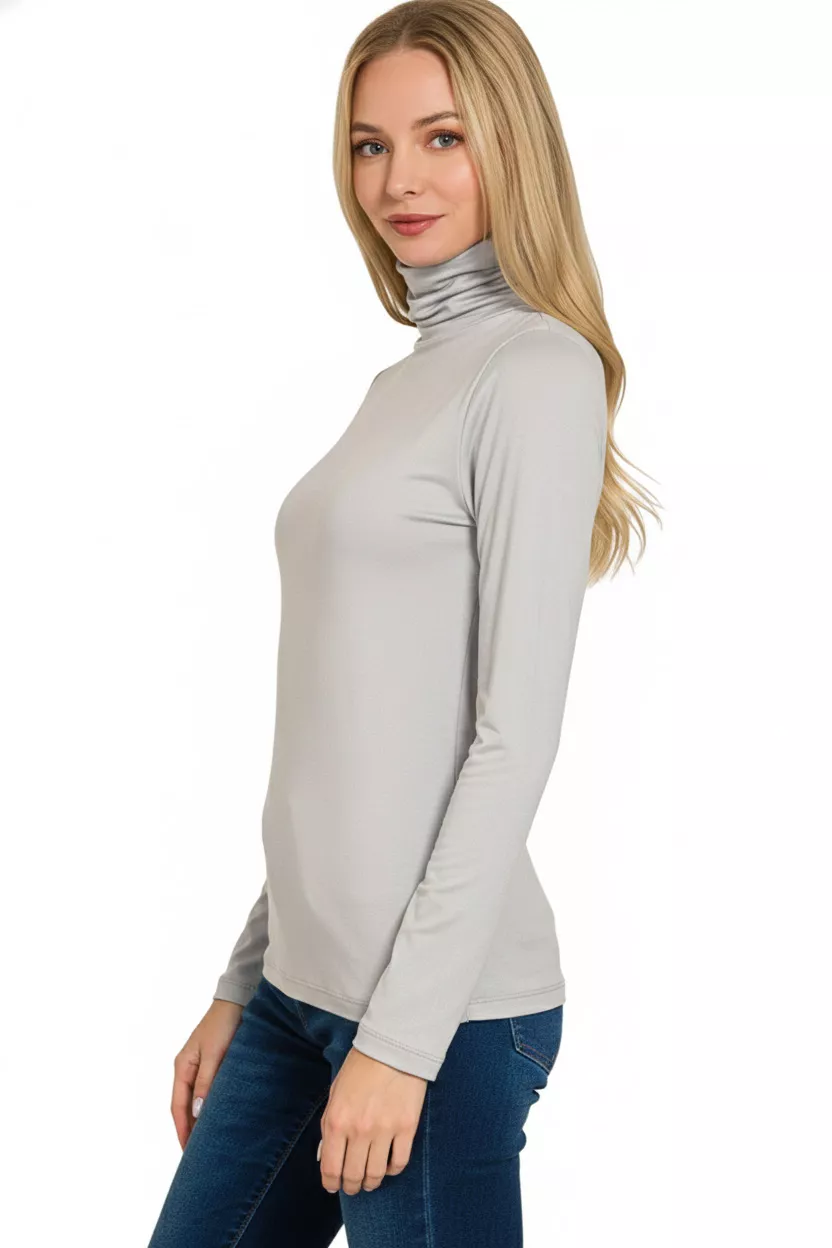 Premium Microfiber Mock Neck Top, image 2