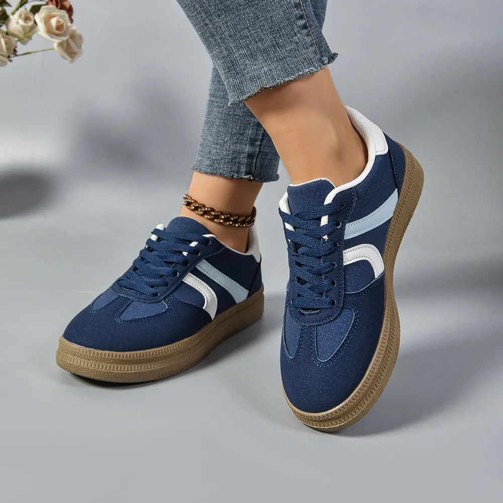Contrast Round Toe Platform Sneakers, image 4